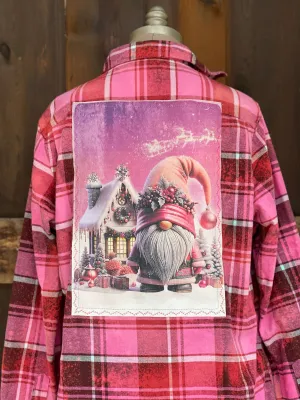 NORTH POLE GNOMEY Art Flannel LIMITED EDITION Sugar Plum  Plaid