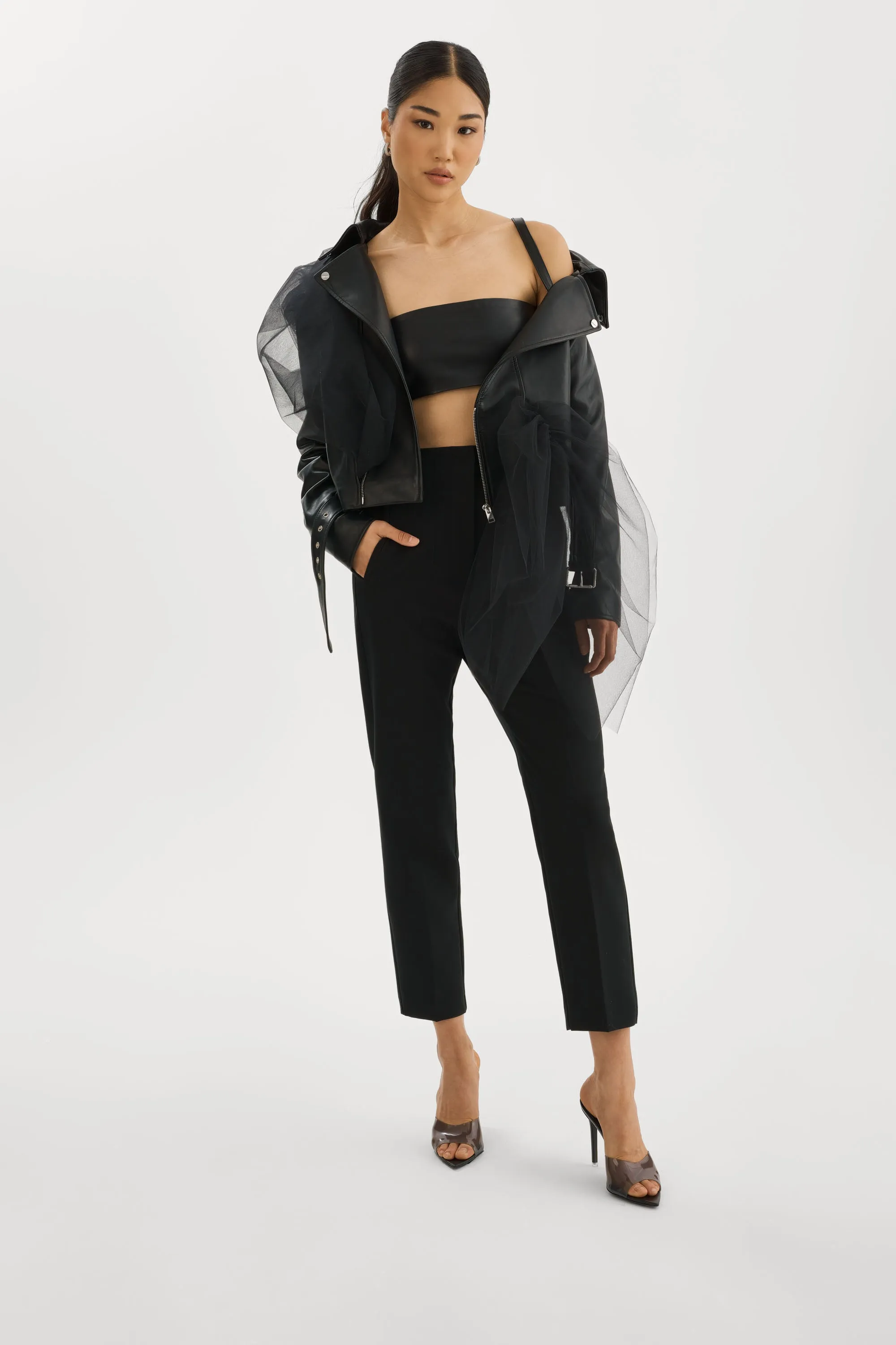 OBELIA | Tulle & Leather Biker Jacket