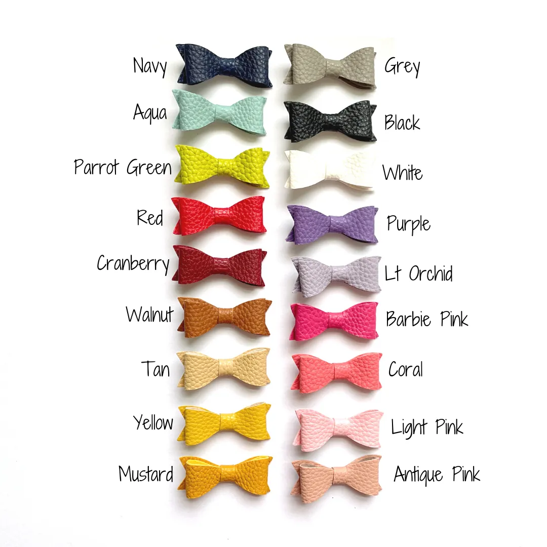 Petite Leather Mini Bow Hair Clip (Pick your color)