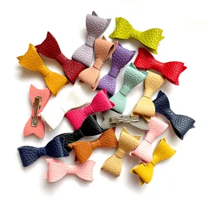 Petite Leather Mini Bow Hair Clip (Pick your color)