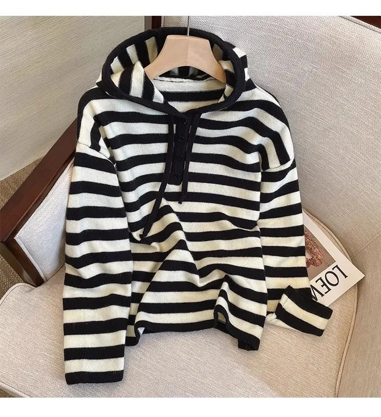 Pink striped sweater jacket for women      S4823