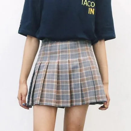 Plaid Cute School Style Pleated Skirt