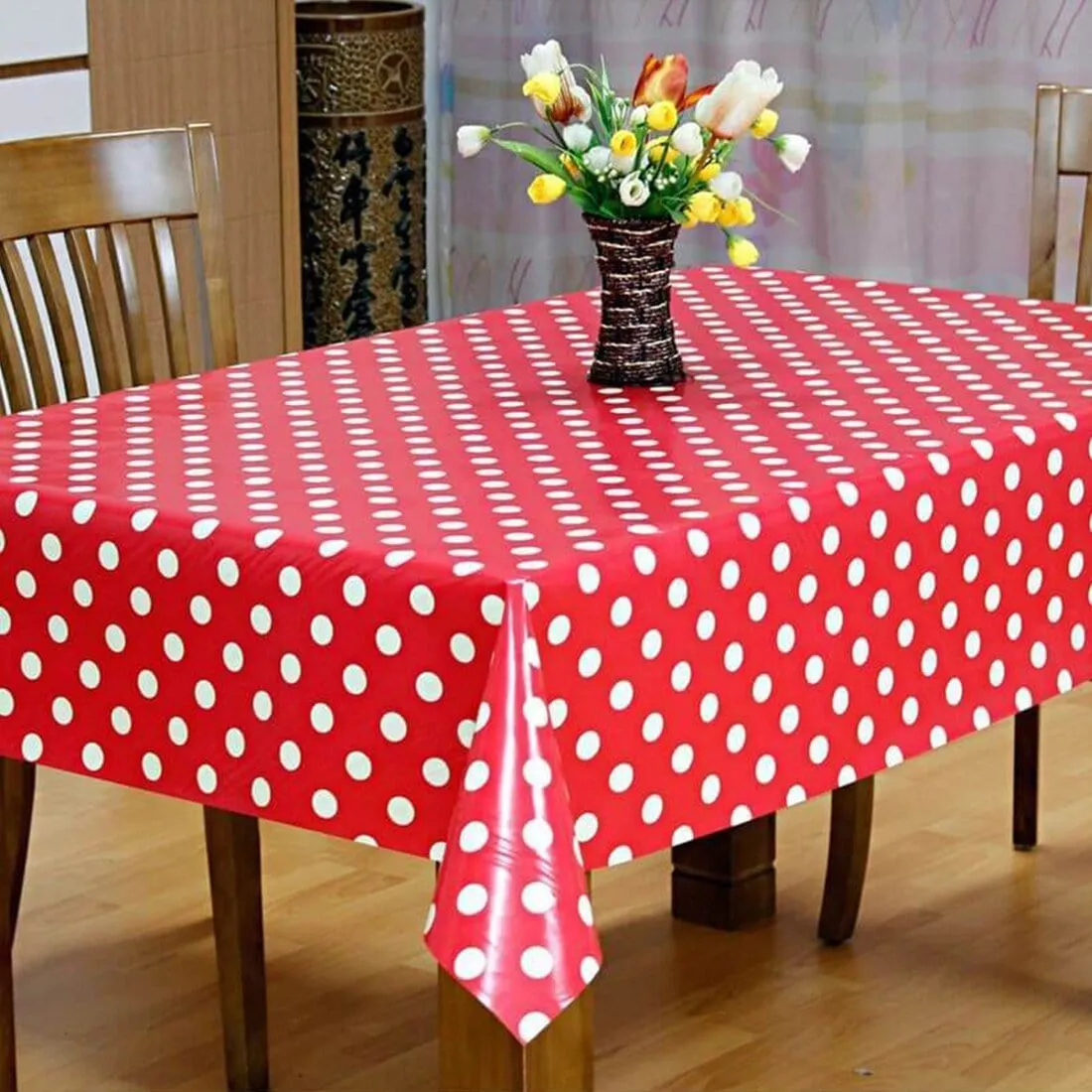 Polka Dot Large Tablecloth Wipe Clean PVC Vinyl Table Cover