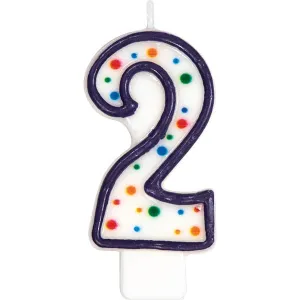 Polka Dot Number 2 Birthday Cake Candle