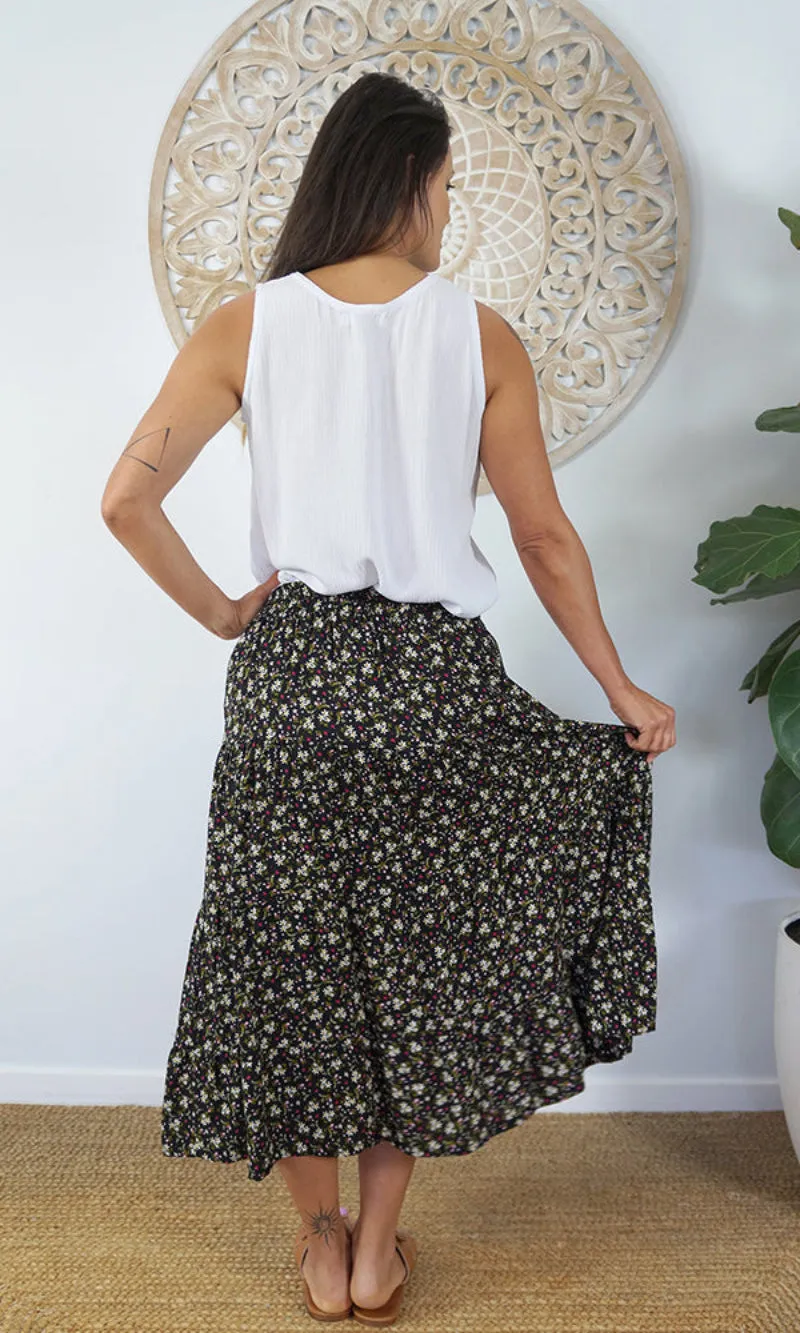 Rayon Skirt Tiered Starflower, More Colours