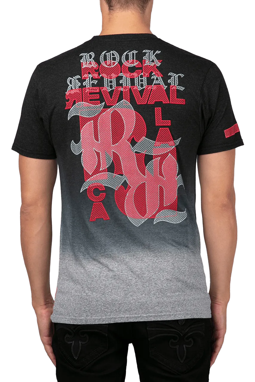 Rock Revival Men's Black and Grey Tee T-shirt