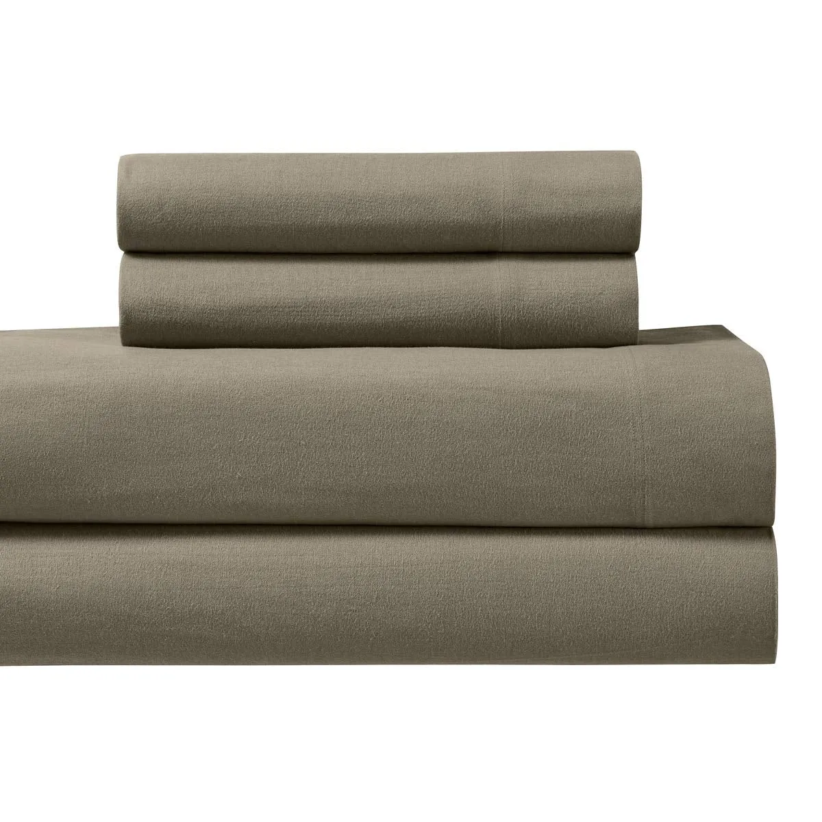 Royal Tradition Heavyweight Flannel, 100 Percent Cotton King 4PC Bed Sheets Set, Taupe, 170 GSM