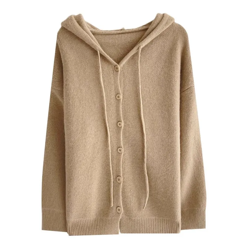 simple solid color long-sleeved knitted cardigan jacket      S4675