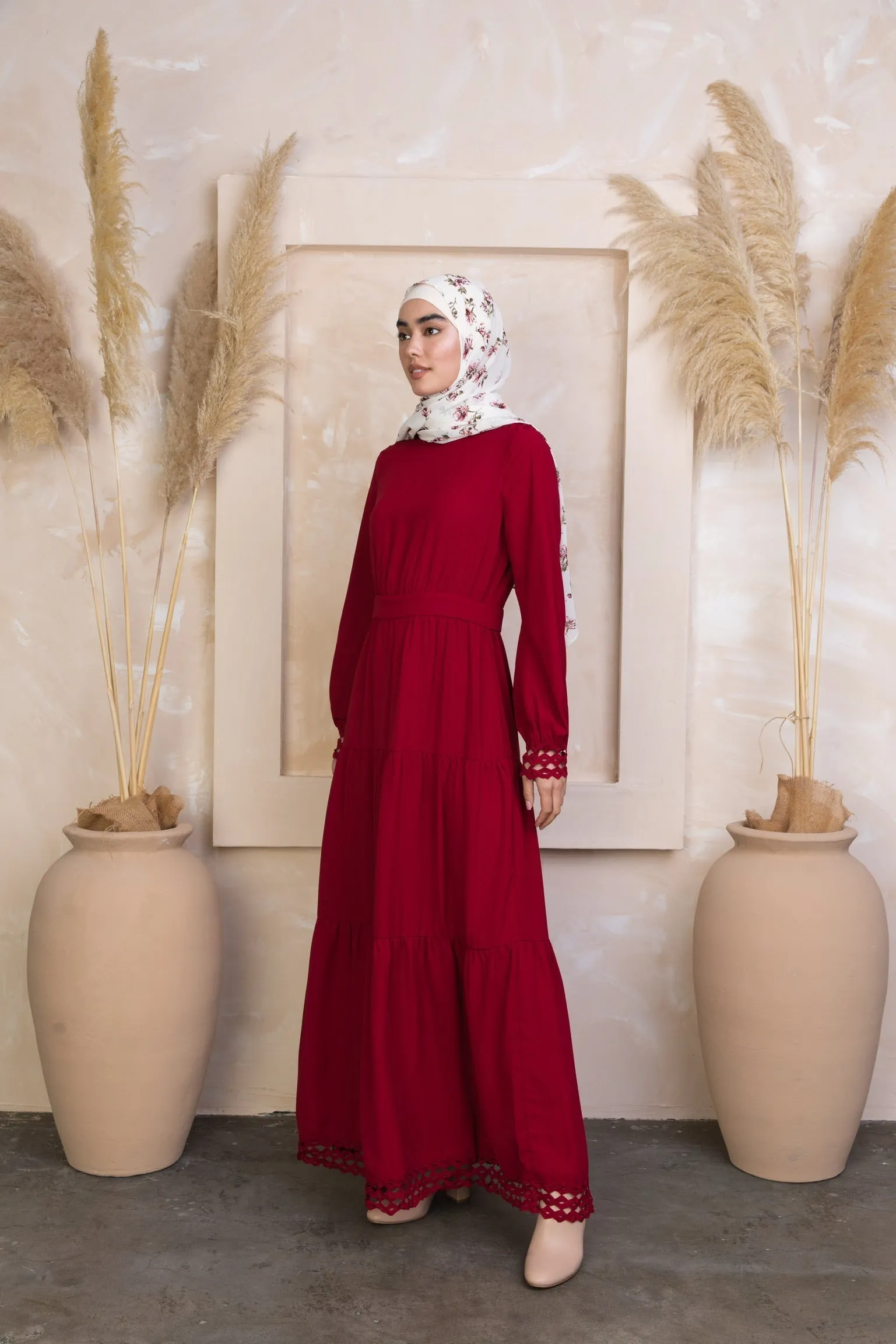 Spiced Maroon Tiered Maxi Dress