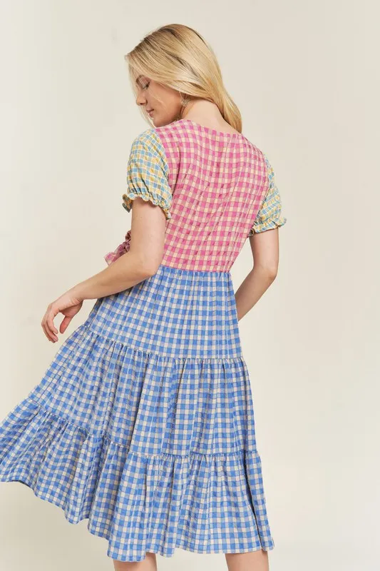 TEEK - MULTICOLOR BLOCK GINGHAM DRESS