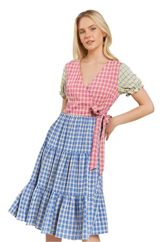 TEEK - MULTICOLOR BLOCK GINGHAM DRESS