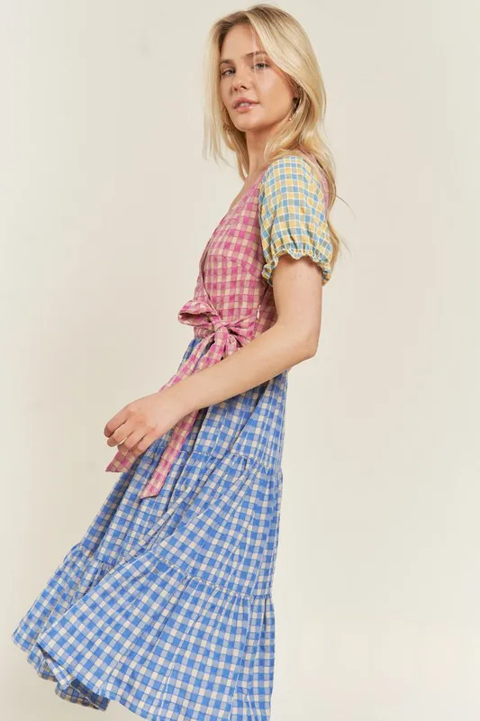 TEEK - MULTICOLOR BLOCK GINGHAM DRESS