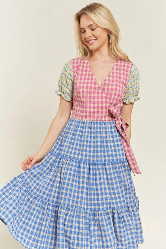 TEEK - MULTICOLOR BLOCK GINGHAM DRESS