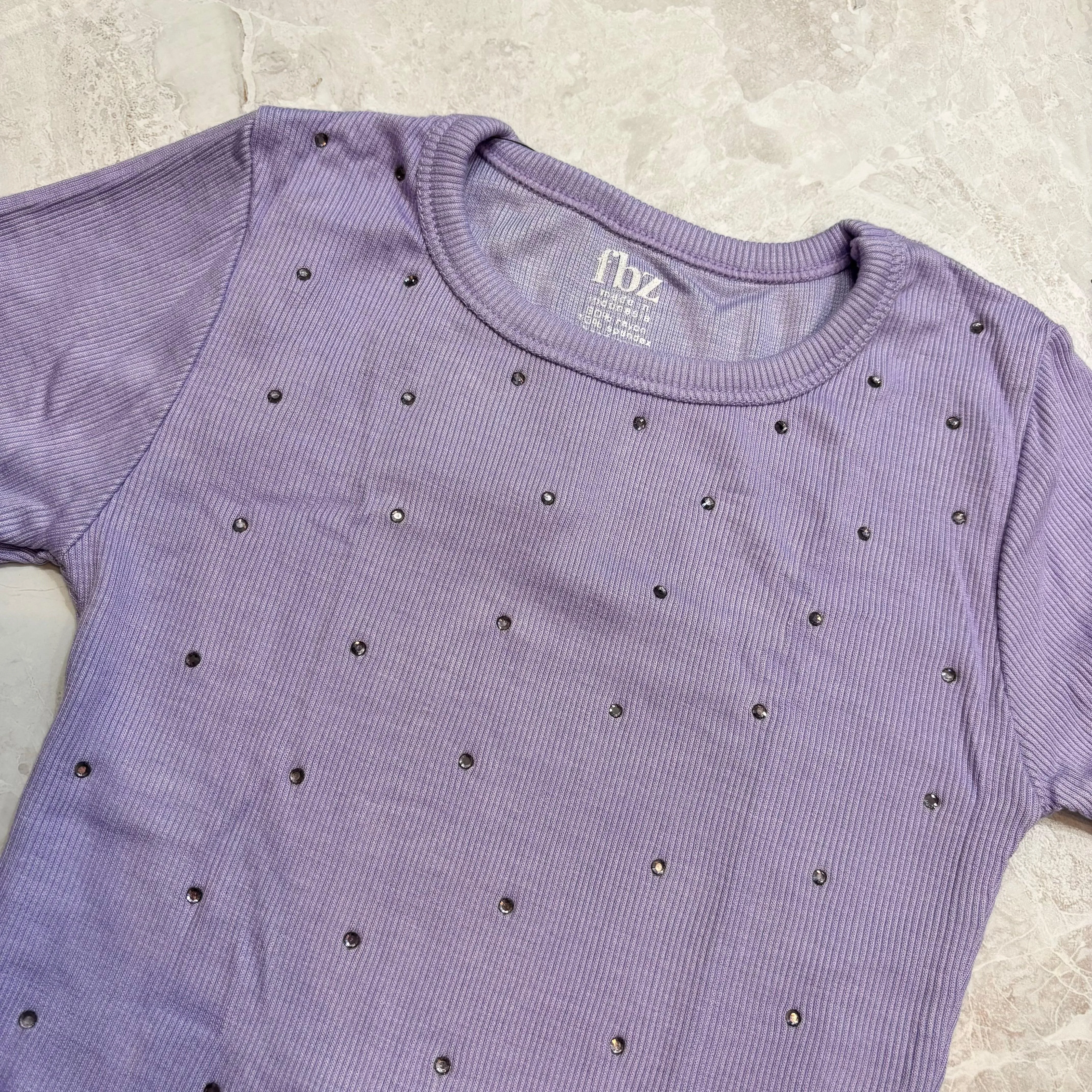 Tween Sweater | Light Purple Studded Long Sleeve Top | Flowers by Zoe