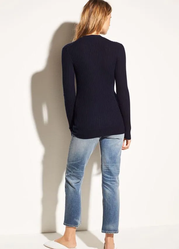 Vince - Rib Skinny Cashmere Cardigan in Coastal Blue