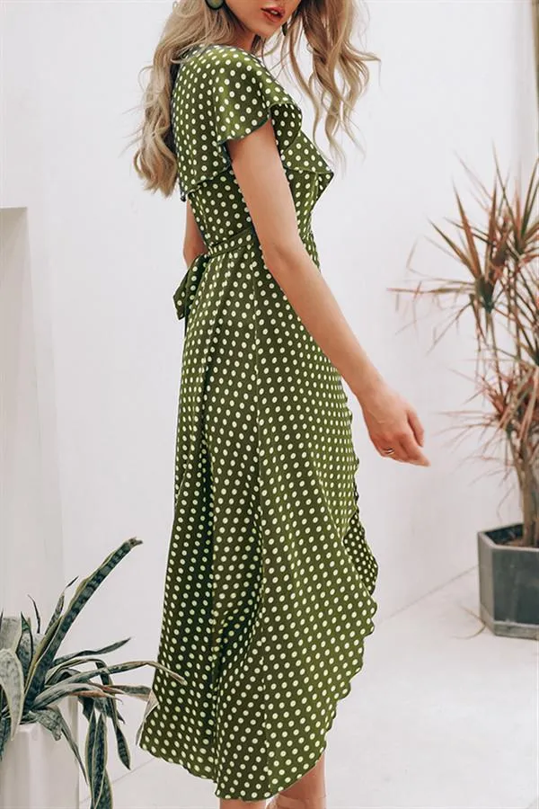 Vintage Dots Print Satin Summer Dress