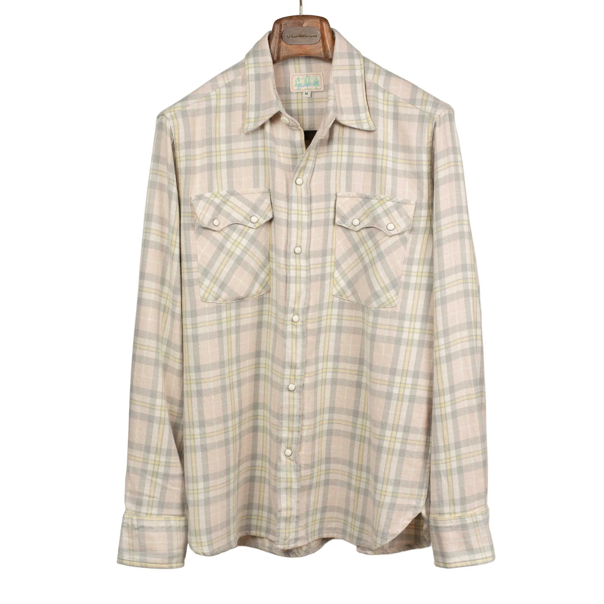 Washed flannel pearlsnap shirt in Abiquiu Sunset plaid cotton