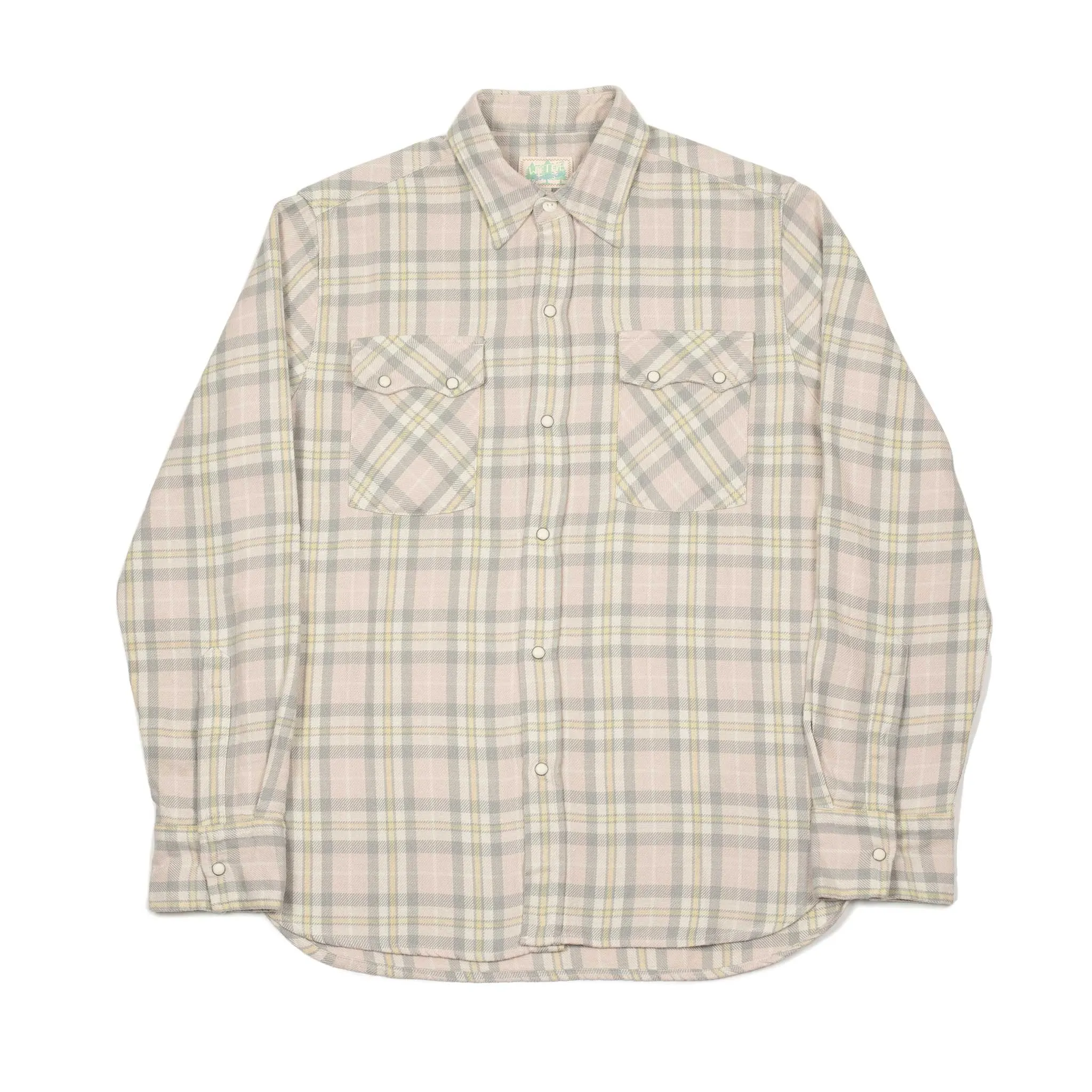 Washed flannel pearlsnap shirt in Abiquiu Sunset plaid cotton