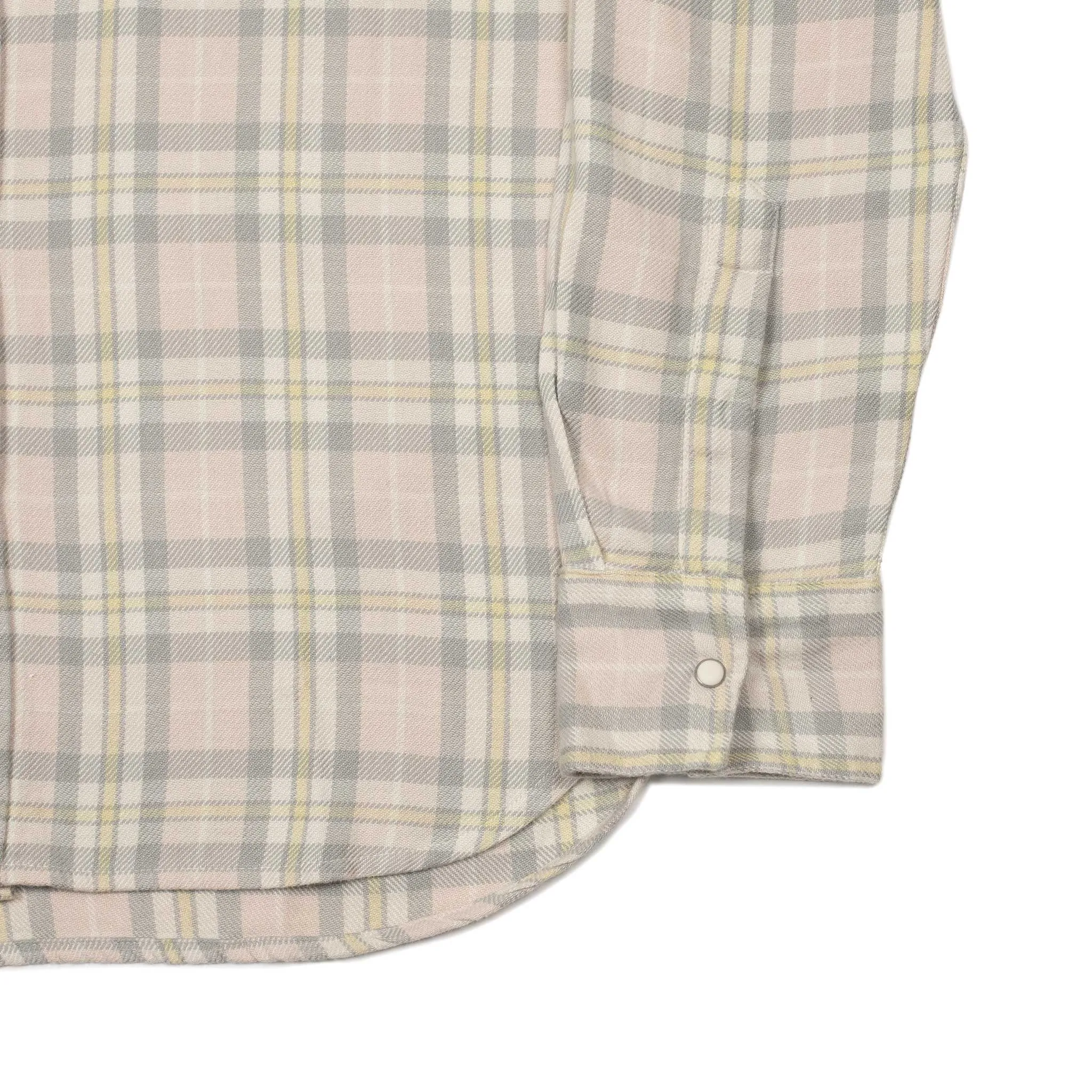 Washed flannel pearlsnap shirt in Abiquiu Sunset plaid cotton