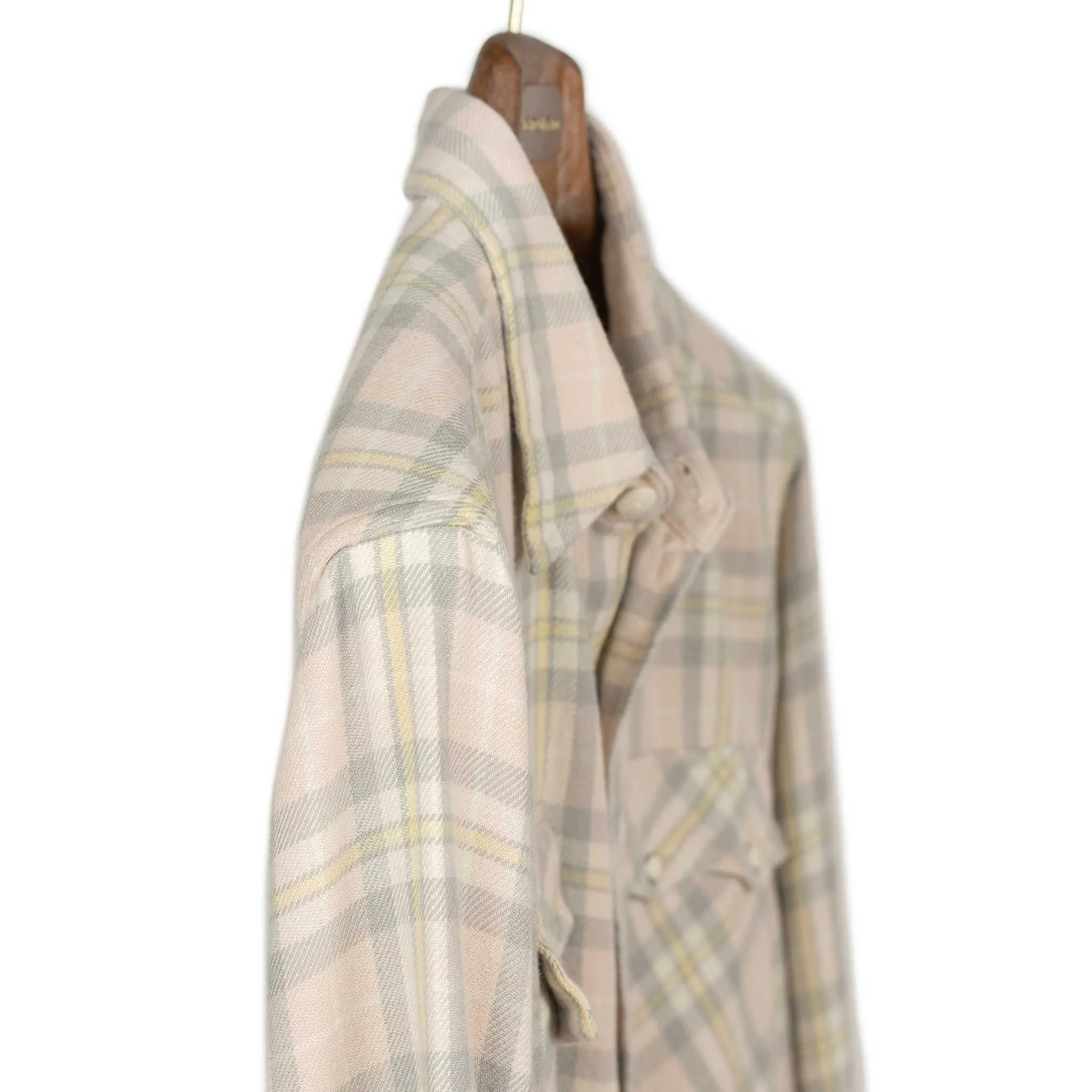 Washed flannel pearlsnap shirt in Abiquiu Sunset plaid cotton