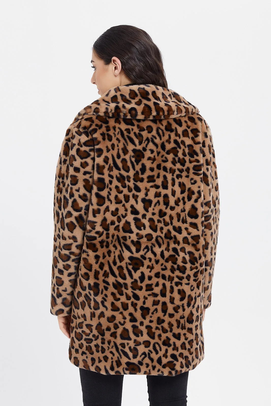 Women Printed Faux Fur Coat