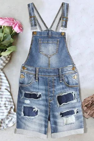 Women's Ripped Short Casual Overalls Bib Overalls Shorts Romper