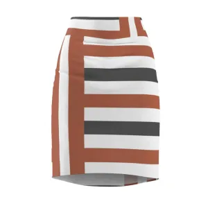 Womens Skirt, Brown and Grey Stripes Pencil Skirt, S43625